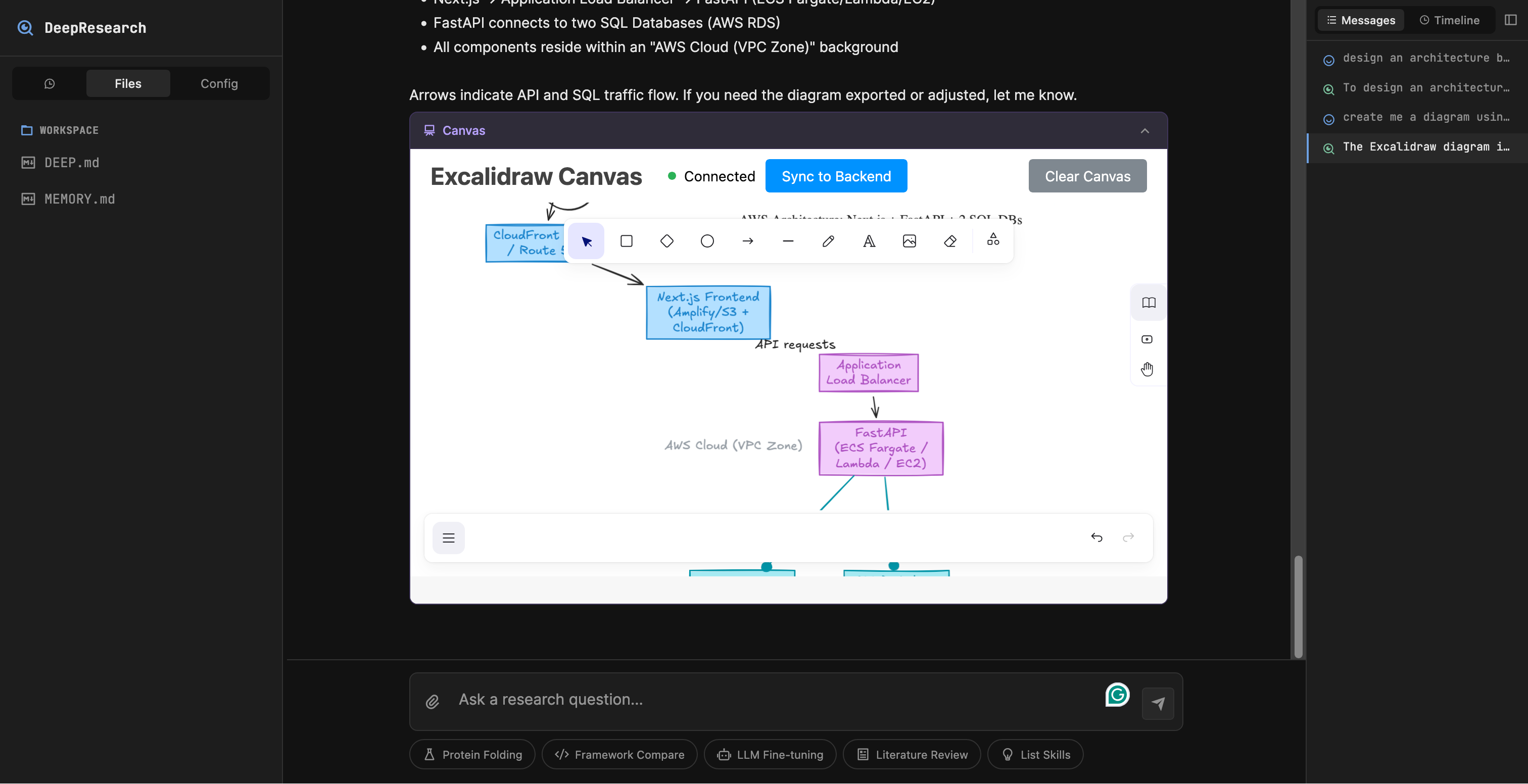 DeepResearch — Excalidraw diagram generation