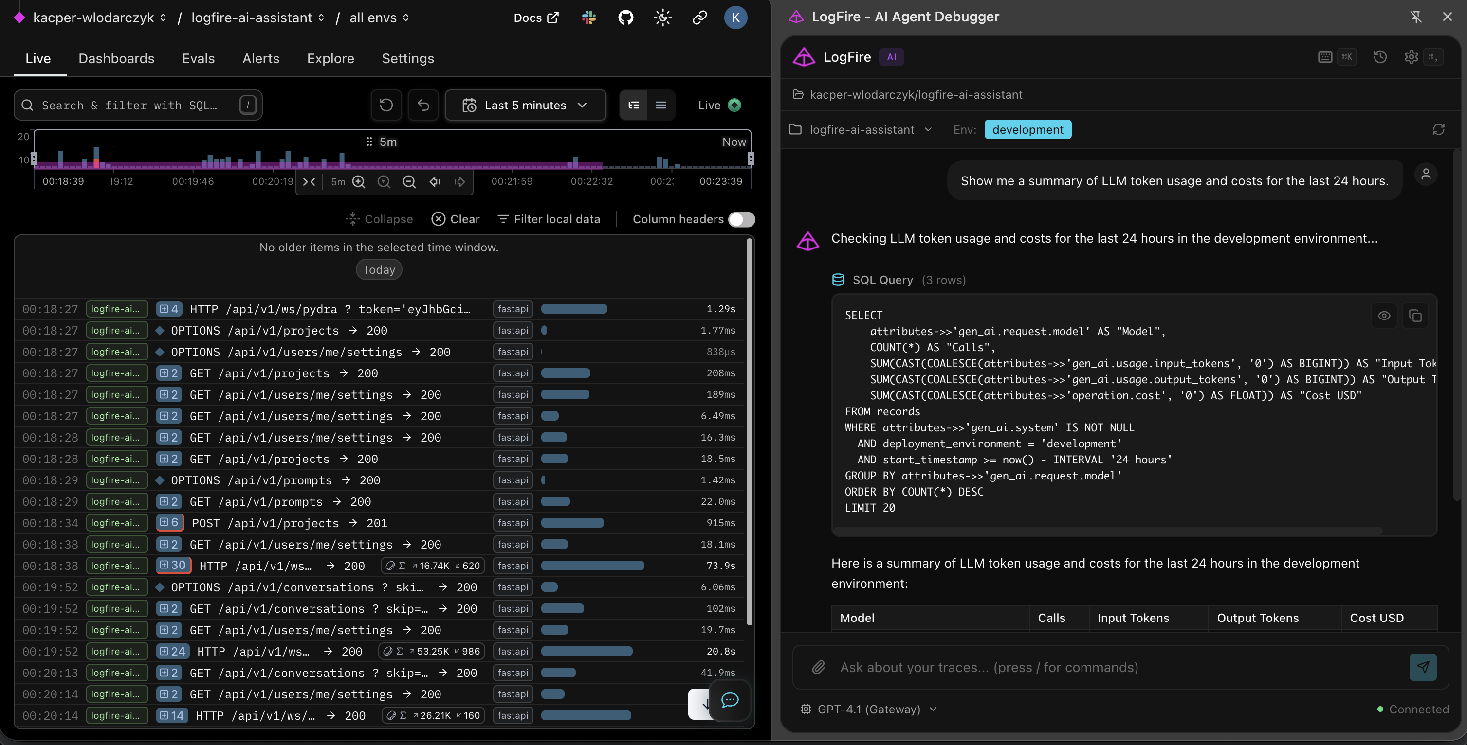 Generated SQL query display